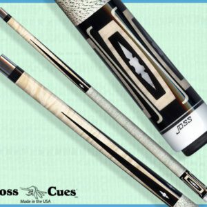 Elegant pool cues with decorative patterns