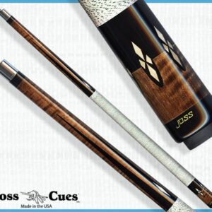 Dark walnut pool cue with diamond inlays