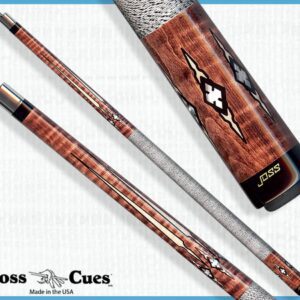 Curly wood cue with black diamond inlays
