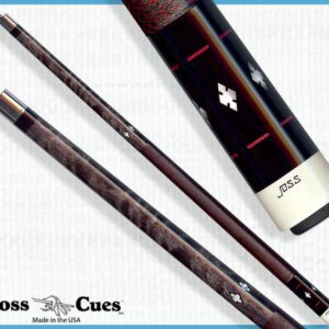 Dark cue with silver cross inlays and collar